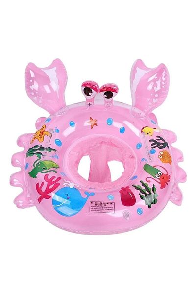 OEM Baby Swim Ring, Crab Design, with Cotton Mesh Seat, 60 cm, Pink