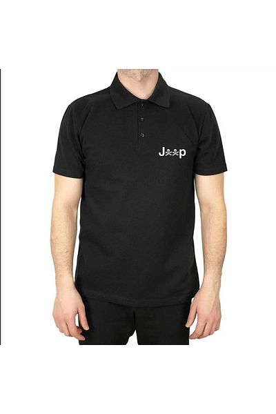 Z zepplin Jeep Skull Polo Neck Black T-Shirt