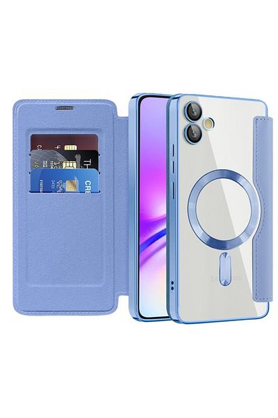 SKYDDAR INNOVATION Husă pentru Samsung Galaxy A05, SmartMag Book, Magsafe, RFiD, suport pentru card, set de autocolante, albastră
