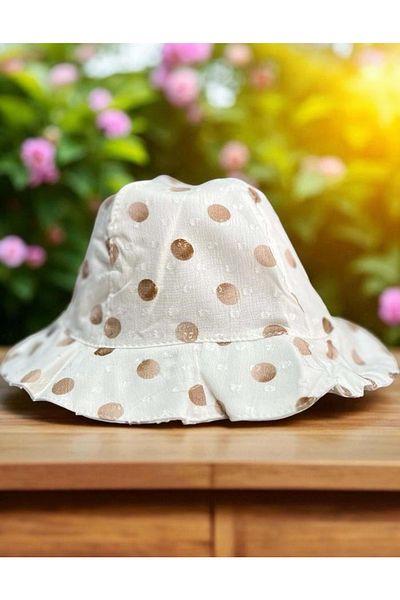 Balgüneş Tekstil Cap&More 3/6 Month Girl's Polka Dots Flower Hat-45Cm Brown
