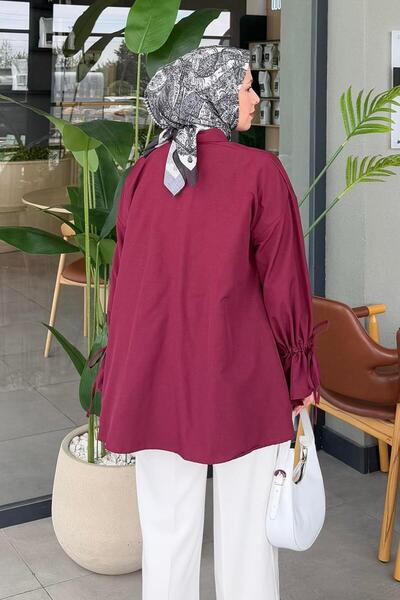 lamelif Πουκάμισο με λεπτομέρεια με κορδόνι με μανίκια Claret Red