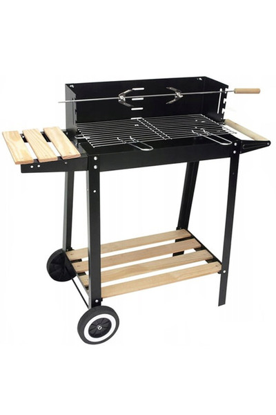 SERSIMO Grătar metalic cu cărbune, tavă cromată, cu rotisor, 86x81x41cm