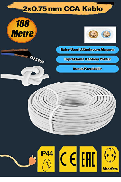 NUBLADO Ttr Cca Çok Telli Elektrik Kablosu (2X0.75 MM 100 METRE) Bakır Iletke...