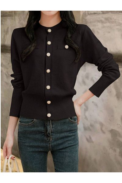 Ugdelia Women's Pocket Detailed Soft Textured Knitwear Cardigan