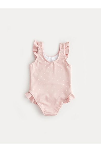 LC Waikiki Lcw Eco Pink U-Neck Patterned Baby Girl Swimsuit
