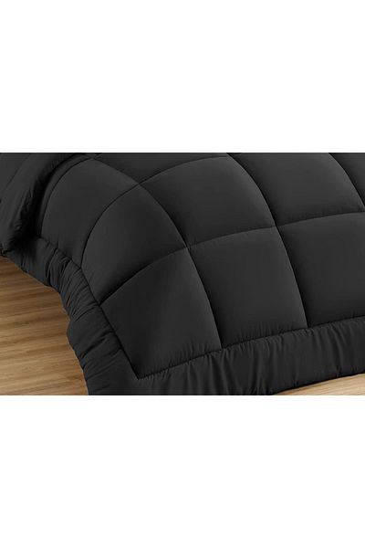 Five Store Microfiber quilted duvet, summer cotton cover, 200 g/sqm, black, 180x210 cm