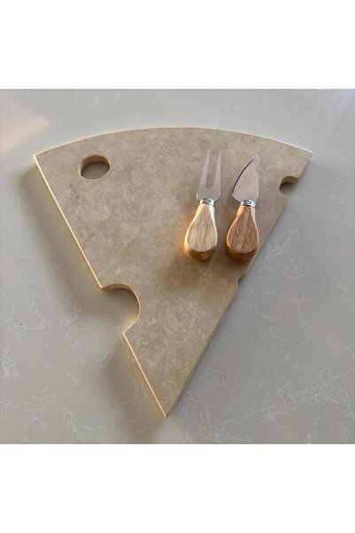 LİSPERA Travertine Marble Cheese Plate, Travertine Marble Presentation Plate