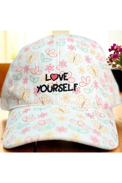 Balgüneş Tekstil 4/8 Years Girl's Flower Printed Cap - 52cm Powder