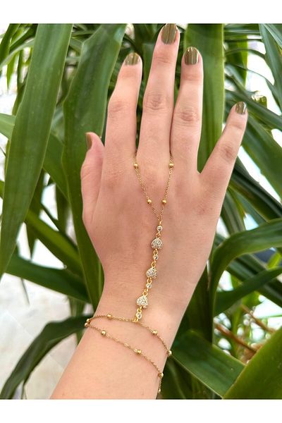 BY YASİN TOPÇU Heart Rhythm Hand Chain – Gold Tone Steel