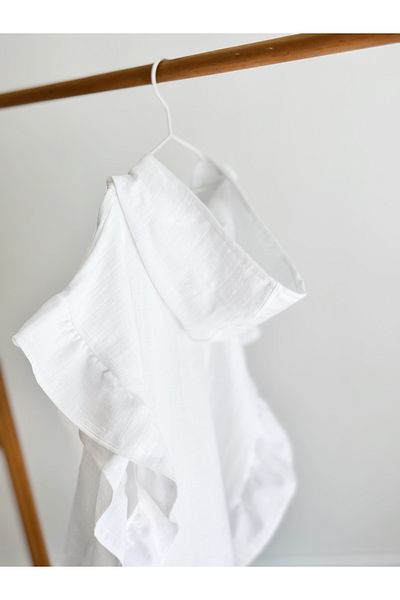 Jr Bunnies White Ruffle Poncho - 100% Cotton