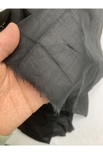Yiğit Kumaş Fine Raw Linen Fabric, Piece 180X145 cm Black