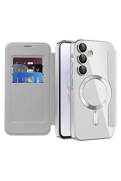 SKYDDAR INNOVATION Case for Samsung Galaxy A35 5G, SmartMag Book, Magsafe, RFiD, Card Holder, sticker set, Gray