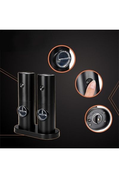zola Set 2 rasnite electrice cu suport, macinare reglabila, LED, 70 ml/55 g, 19.5x16.5x7.5 cm