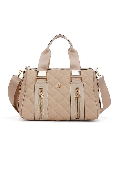 Adelina Bags Women's Quilted Embroidered Cylinder Model Hand and Cross Strap Shoulder Bag
