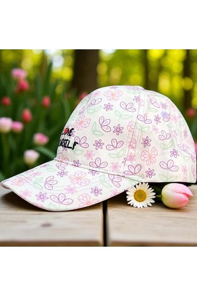 Balgüneş Tekstil 4/8 Years Girl's Flower Printed Cap- 52cm Lilac