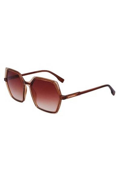Karl Lagerfeld , Rectangular Sunglasses with Logo, Cinnamon Brown, 56-17-140