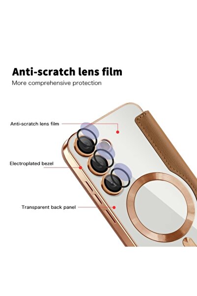 SKYDDAR INNOVATION Θήκη για Samsung Galaxy S24, SmartMag Book, Magsafe, RFiD, Θήκη καρτών, σετ αυτοκόλλητων, καφέ