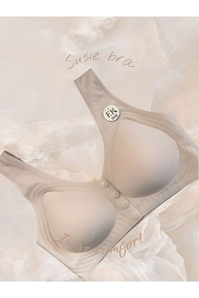 İntive Lingerie Σουτιέν Susie χωρίς ραφή λέιζερ χωρίς καλάμια κορυφαίας ποιότητας με 4 κουμπιά στο μπροστινό μέρος (θηλάζουσες μητέρες)