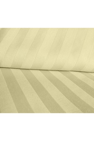 Five Store Lenjerie de pat pentru o persoana cu husa elastic, Elegance, damasc dunga 1cm, vanilie, 3 piese