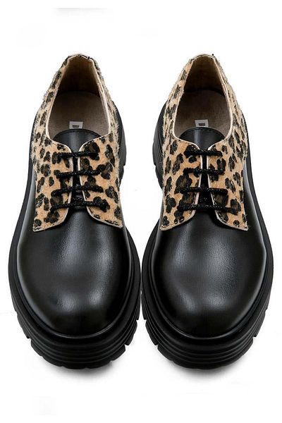 Dogo Women's Vegan Leather Black Casual Shoes - Black Leo Design