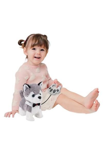 divendi-ro Husky interactive dog, with leash, movement and sound, age 4+ years, 23x13x26cm, gray-white