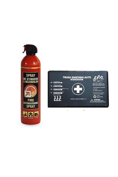 motor starter Kit siguranta auto, Trusa medicala si Stingator spray