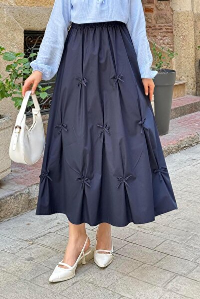 lamelif Bow Skirt Navy Blue