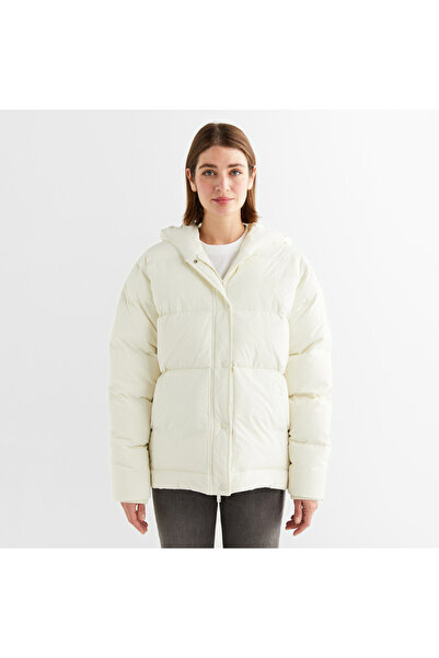 Gant Kadın Krem Kapüşonlu Kapitone Mont