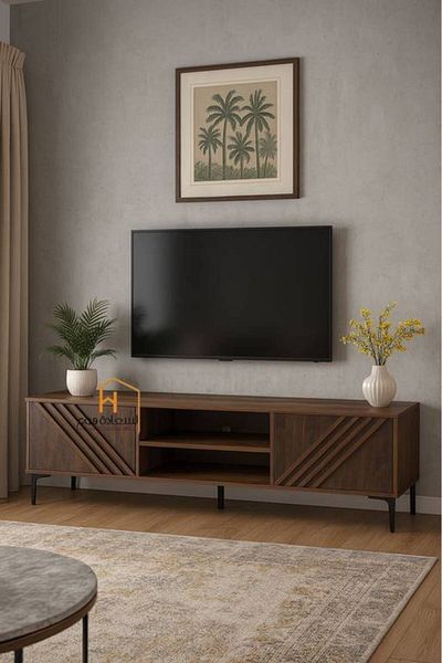 Al Saada Home TV Stand - 160×40×45 cm - Coffee