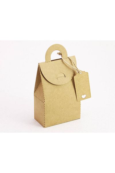 Tasarım Şeker Long Bag Shaped Kraft Cardboard Box - Henna Cookie Candy and Gift Box - 25 Pcs