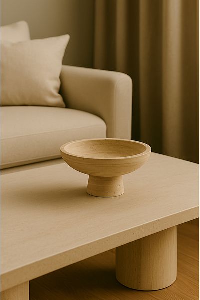 Strauss Home Travertine / Marble Series Natural Travertine Stone Decorative Bowl – 40 cm