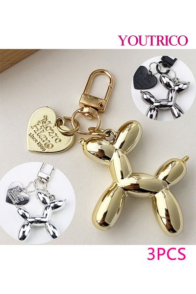 Youtrico 3pcs Balloon Dog Key Chains, Creative Pendant in Puppy Shape,Women's Key Bag charm