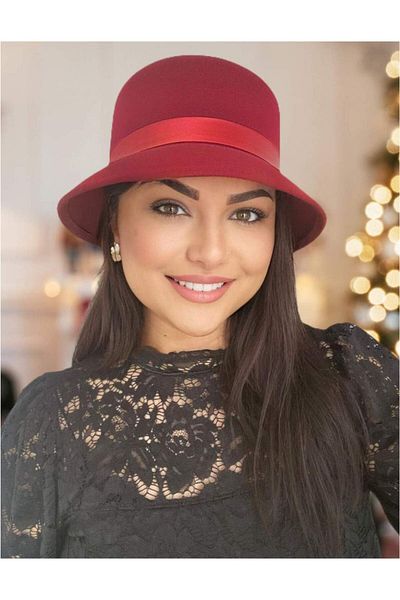Confortino Luxury women's felt hat with small brim and satin ribbon - ONE SIZE, ADJUSTABLE