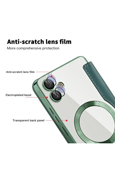 SKYDDAR INNOVATION Θήκη για Samsung Galaxy A05, SmartMag Book, Magsafe, RFiD, Θήκη καρτών, σετ αυτοκόλλητων, Πράσινη