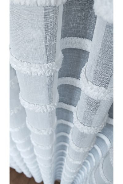 Yuka Ecru Linen Tulle Curtain with Beard 1/3 Tight Pleats No Wrinkle Ironing Not Asking for Pleated Skirt Suitable for Any Room