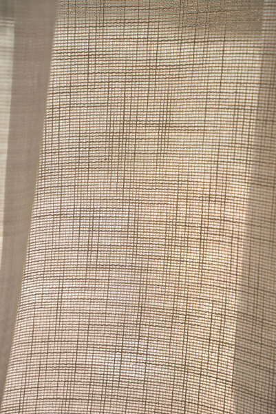 Elen's Camel Bej Natural Salon Tül Perde Efektli KETEN Görünümlü Ütü İstemez ...