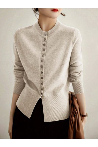 Ugdelia Women's Multi-Button Soft Textured Knitwear Cardigan