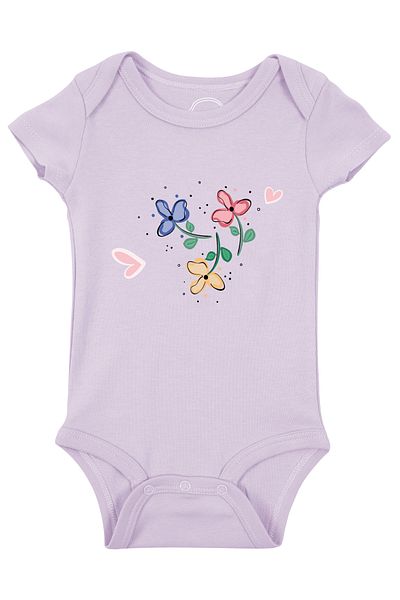 Mavipink Baby Cotton Flowers Printed Short Sleeve Bodysuit