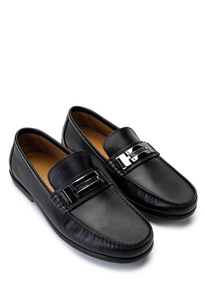 Valentino Men's Genuine Leather Black Loafer Shoes
