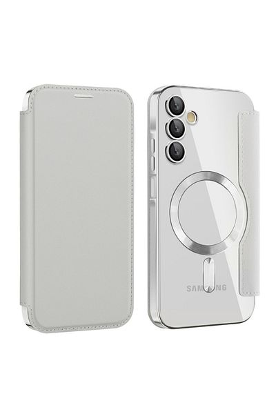 SKYDDAR INNOVATION Case for Samsung Galaxy A55 5G, SmartMag Book, Magsafe, RFiD, Card Holder, sticker set, Gray