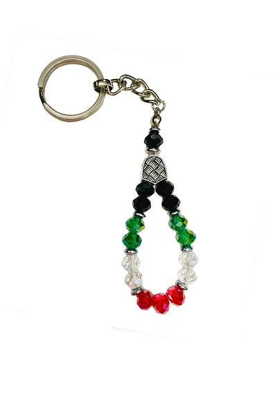 Zaytoon Palestine Flag Colorful Crystal Stone Handmade Keychain Unisex A300052