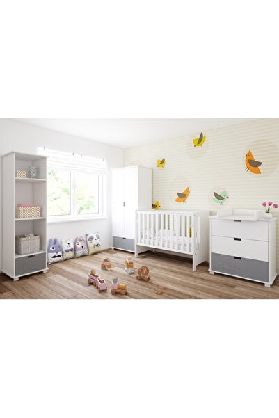 Nichiduta Patut din lemn Birds White cu laterala culisanta, Sistem de reglare pe 3 nivele a somierei