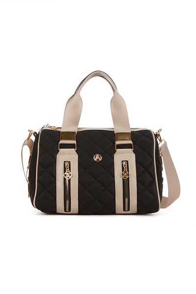 Adelina Bags Women's Quilted Embroidered Cylinder Model Hand and Cross Strap Shoulder Bag