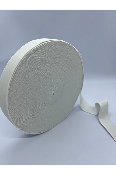 3 cm Beyaz Yassı Dokuma Lastik 25 Metre - Bel Paça Don Lastiği - Esnek Elastik Bant