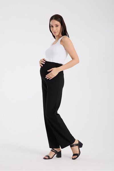 LİYACA Karin Tape Maternity Wide Leg Waist Adjustable Fabric Pants