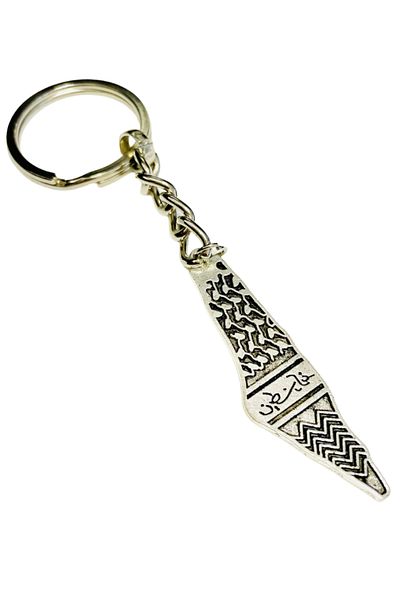 Zaytoon Palestine Map Inside Kefiye Embroidery Silver Color Keychain Unisex A300051