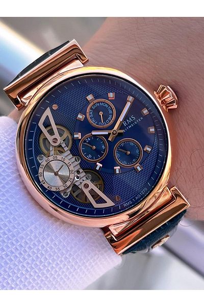 RMS Romanson Leather Band Inner Functions Active Special Series 5 Atm Water Resistant Men Wristwatch Ag1270.06