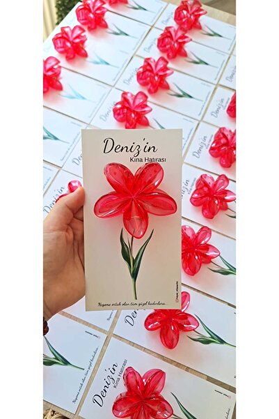 E CAN Kırmızı Lotus Toka Kına Hediyelikleri 10'lu Set – Kına Gecesi İçin Şık ...