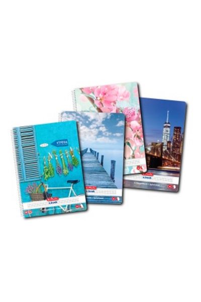 Herlitz Enjoy Life Spiral Notebook A4, Color Multicolor, Material Paper, 100 Sheets, Grid Format, Economic