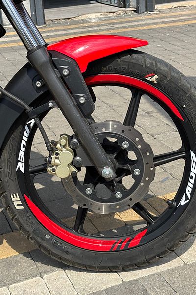 Banxtre For Tvs Raider Dual Color Red-White Wheel Rim Strip Sticker Set (16 Pieces)